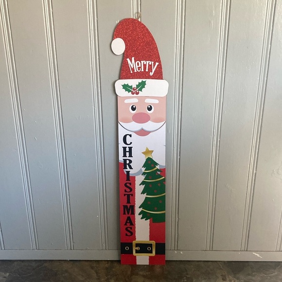 NWT- 48” Merry Christmas Santa Wooden Leaner or Hanger Decoration Sign - Picture 3 of 17